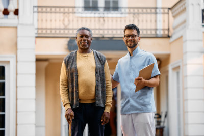 a male caregiver with his patient